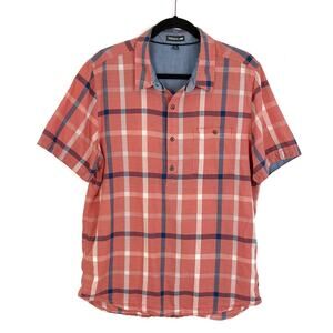 Toad&Co Shirt Men’s Plaid Short Sleeve Button Collar Large Red